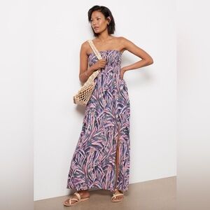 Evereve Palm Print Maxi Dress with Side Slit